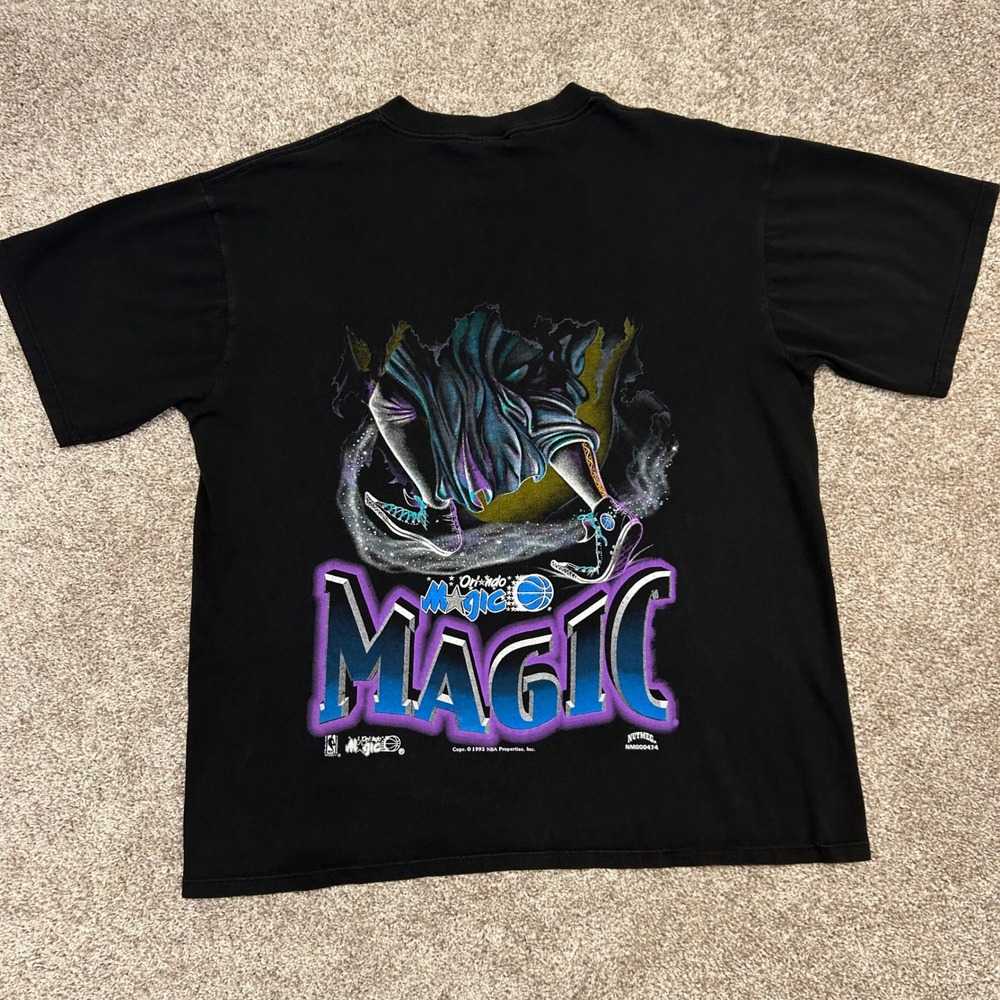 Vintage Orlando Magic Wizard Double Sided Tshirt Men Large Nutmeg Mills 1993 90s - Picture 2 of 11
